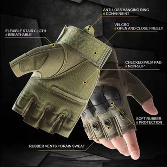 DRAGOWA TACTICAL Yankee kurze taktische Handschuhe, schwarz