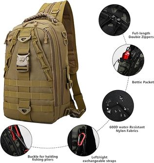 DRAGOWA TACTICAL Ein-Riemen-Rucksack Charlie 20 L, khaki