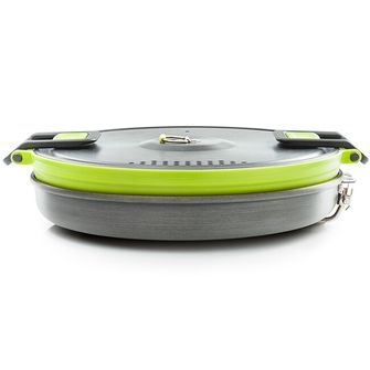 GSI Outdoors Teflon Bratpfanne und Klapptopf Set. Escape HS 3L Topf + Bratpfanne 3 l, grün