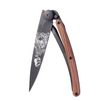 Deejo-Schließmesser Tattoo grizzly black coralwood