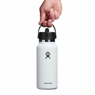 Hydro Flask Breite Thermosflasche mit Mundstück 32 OZ Wide Flex Straw Cap, weiß