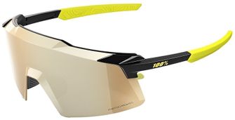 100% Aerocraft Sonnenbrille, glänzendes Metallic-Schwarz - Gold Mirror Photochromic