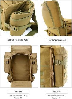 DRAGOWA Tactical Taktischer Rucksack Zenith 70 L, coyote