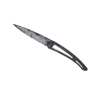 Deejo-Schließmesser, japanischer Drache aus schwarzem Tattoo-Ebenholz