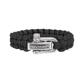 Pentagon Paracord-Armband schwarz, Metallschließe